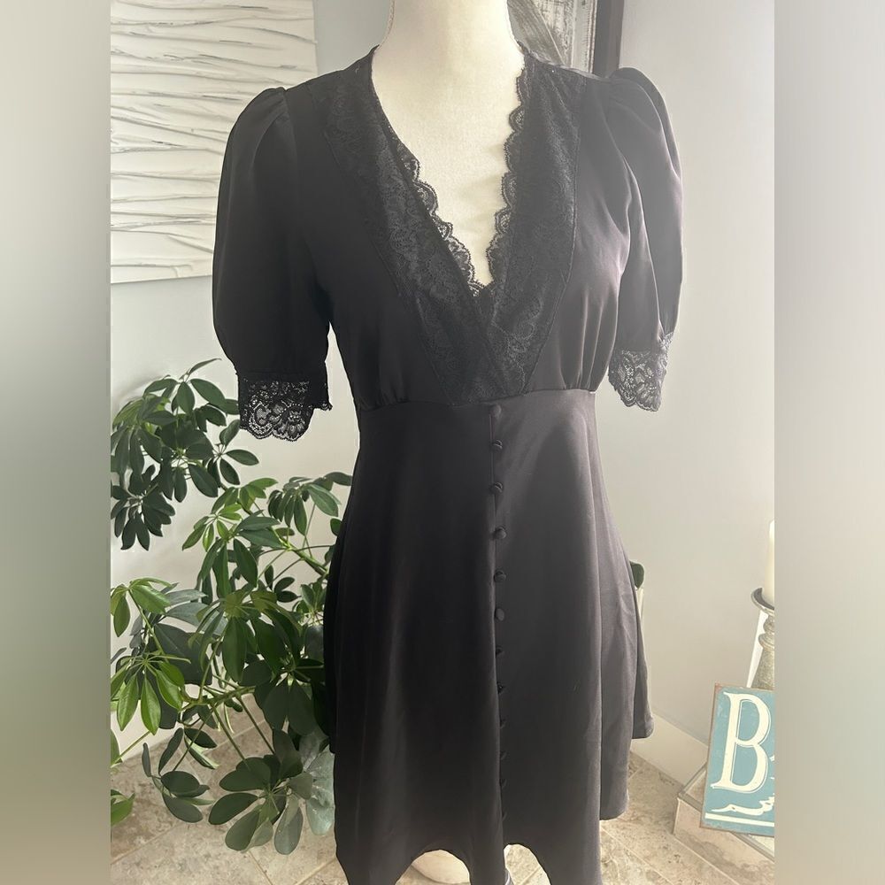 NWT BLACK LACE SATIN DRESS